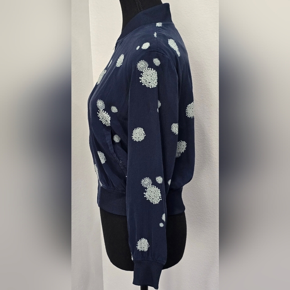 Tibi 100% Silk Bomber Jacket/Blazer, Abstract, Navy,  Size 4 (S) - Picture 6 of 8